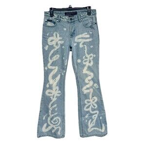 Stephen Hardy Squeeze Jeans with Bleach & Rhinestone Design Women's 7/8 Vintage